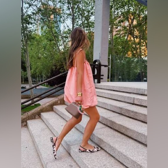 🩰Old Navy Satin Bubble Mini Dress Sleeveless Peach Pink Formal Party - Picture 5 of 16